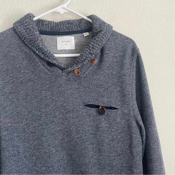 Billy Reid Knit Collar Heather Half Button Pullover Sweater